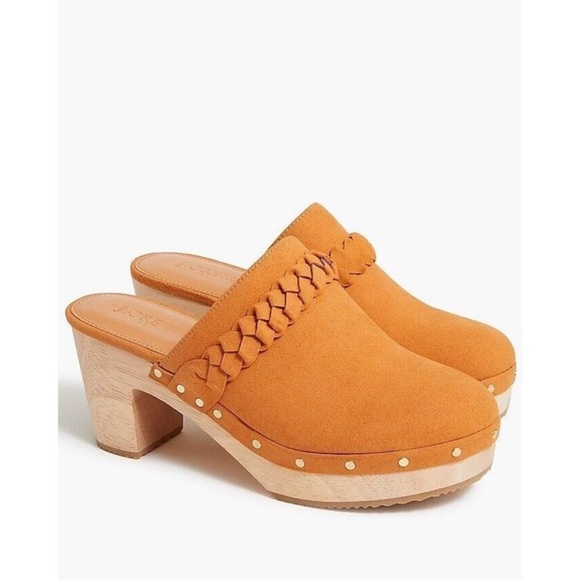 J. Crew Shoes - J. Crew Suede Wooden Clogs Womens Size 7.5 Camel Brown Heeled‎ Slip On Shoes